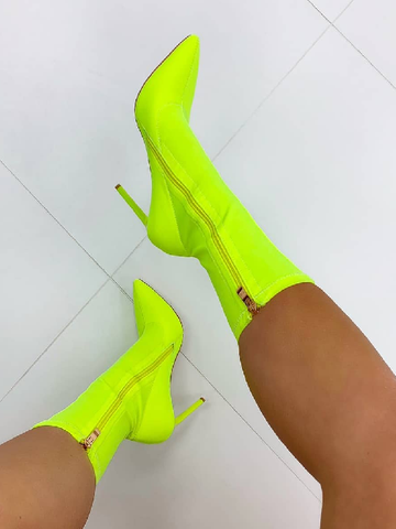 Сексуальные сапоги на остром каблуке ниже колена